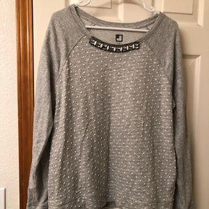 Light grey and white polka dot sweater/crewneck